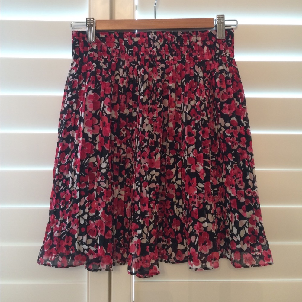 Red pink and white floral skirt