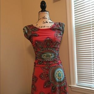 Coral Paisley Dress-Size M-EUC
