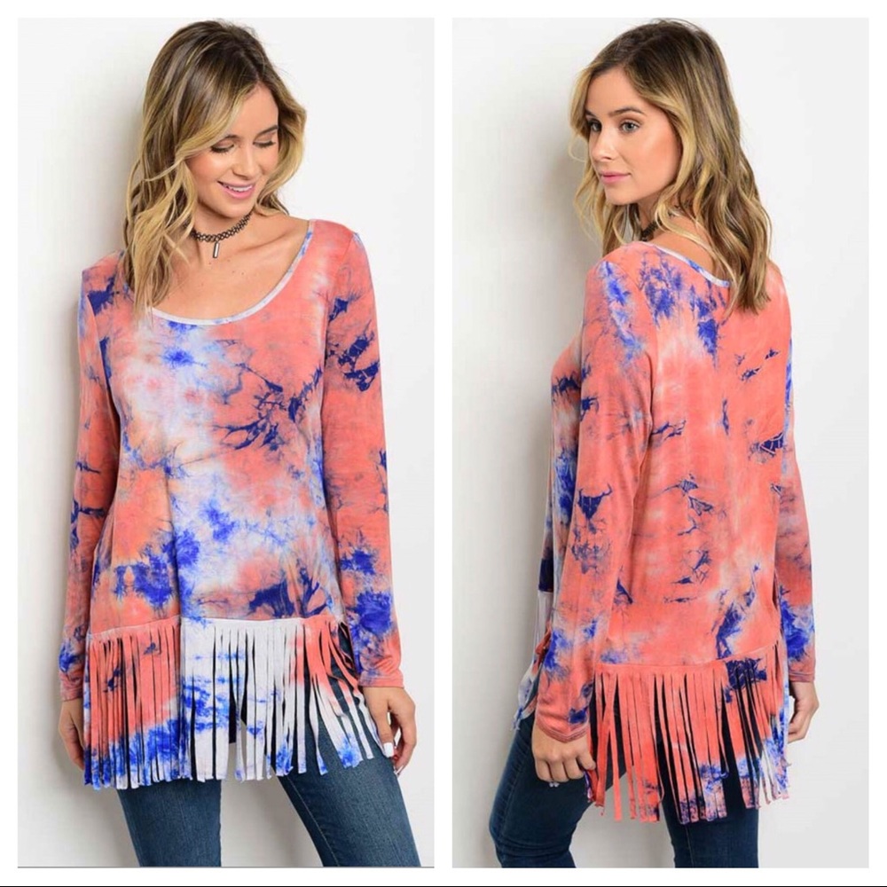 Tie dye fringe top