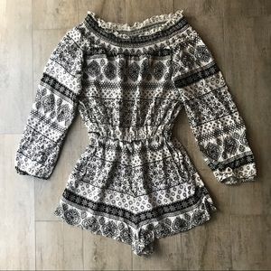 Black and White Print Romper