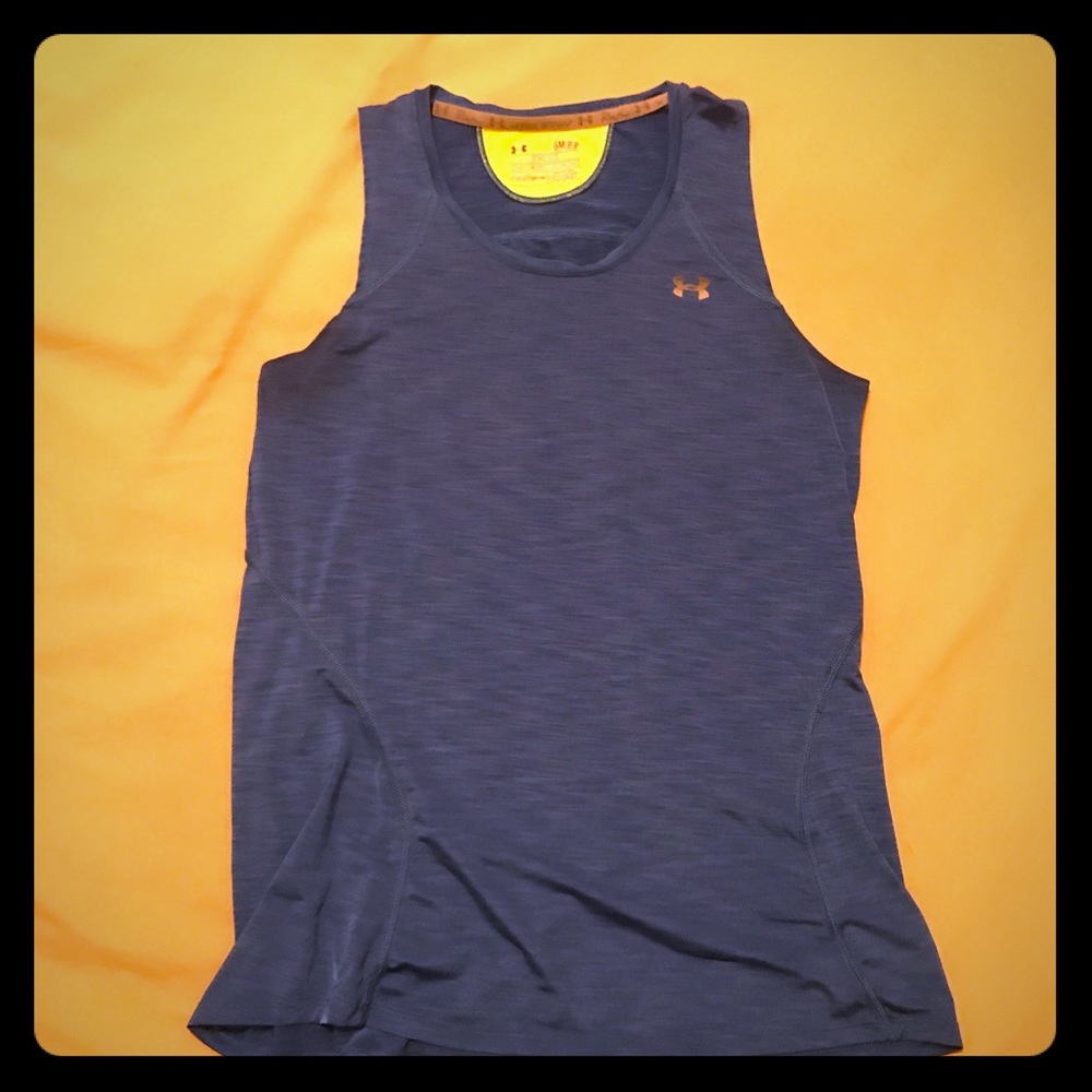Under Armour Semi-fitted Blue and neon Yellow Tank