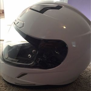 White motorcycle helmet!