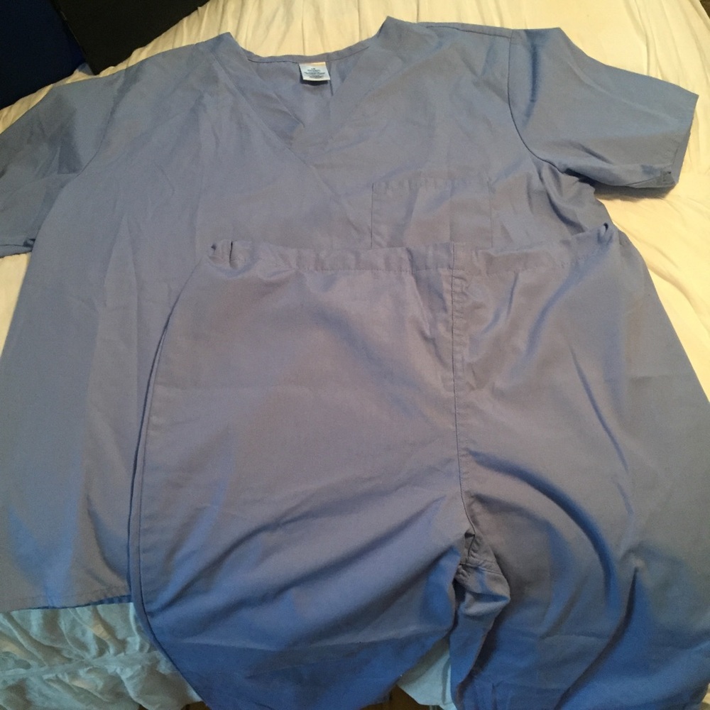 Unisex light blue scrub set