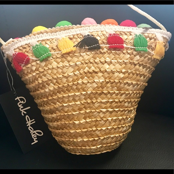 LAST ONEMini Straw Pom Pom Bucket bag - Picture 3 of 4