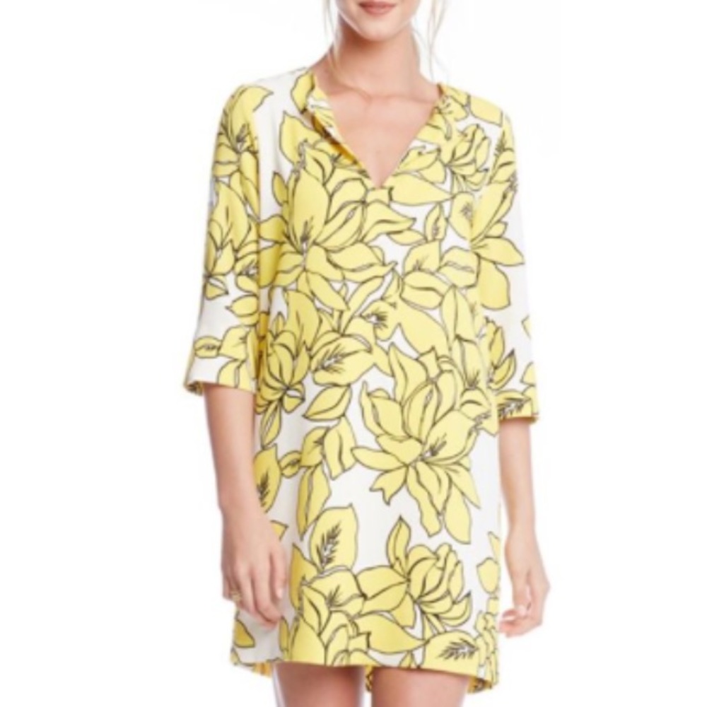 Karen Kane yellow floral print dress