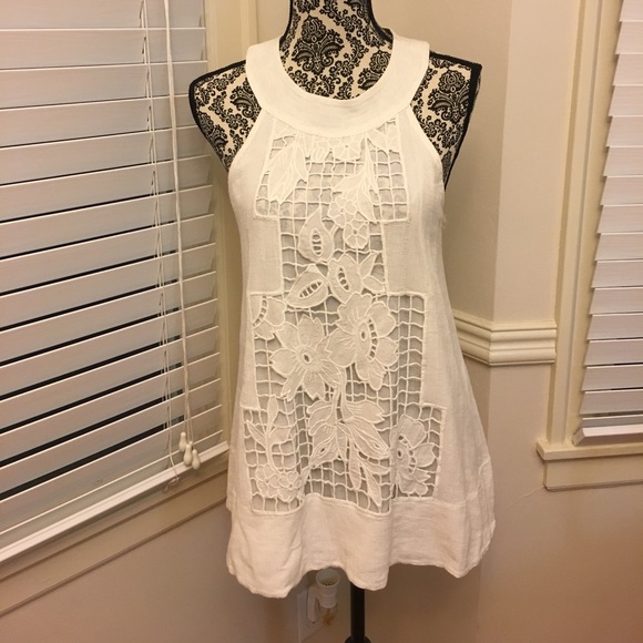 Anthropologie Tops - White Anthropologie Floreat tank top size 10 NWOT