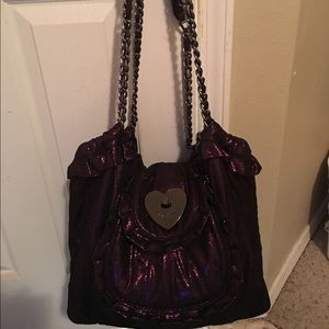 Dark purple metallic fabric Betsy Johnson bag