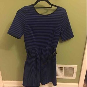 Black and blue striped dress