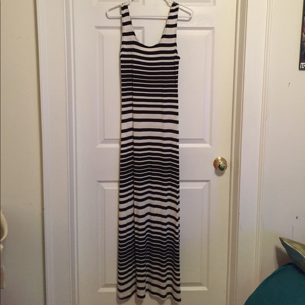 Black and White Striped Maxi dress