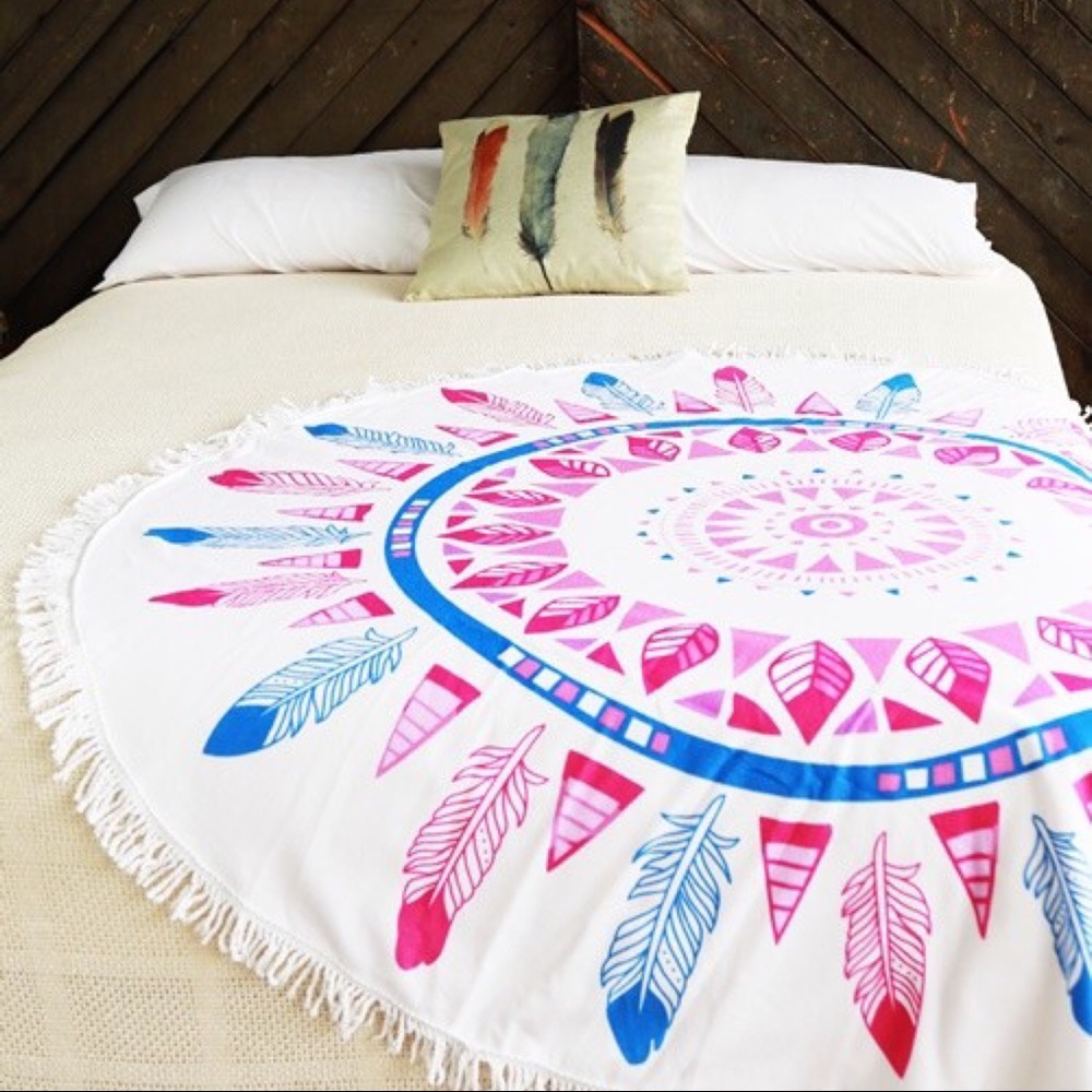 Print Beach Cover Up - PINK FEATHER - Picture 3 of 8