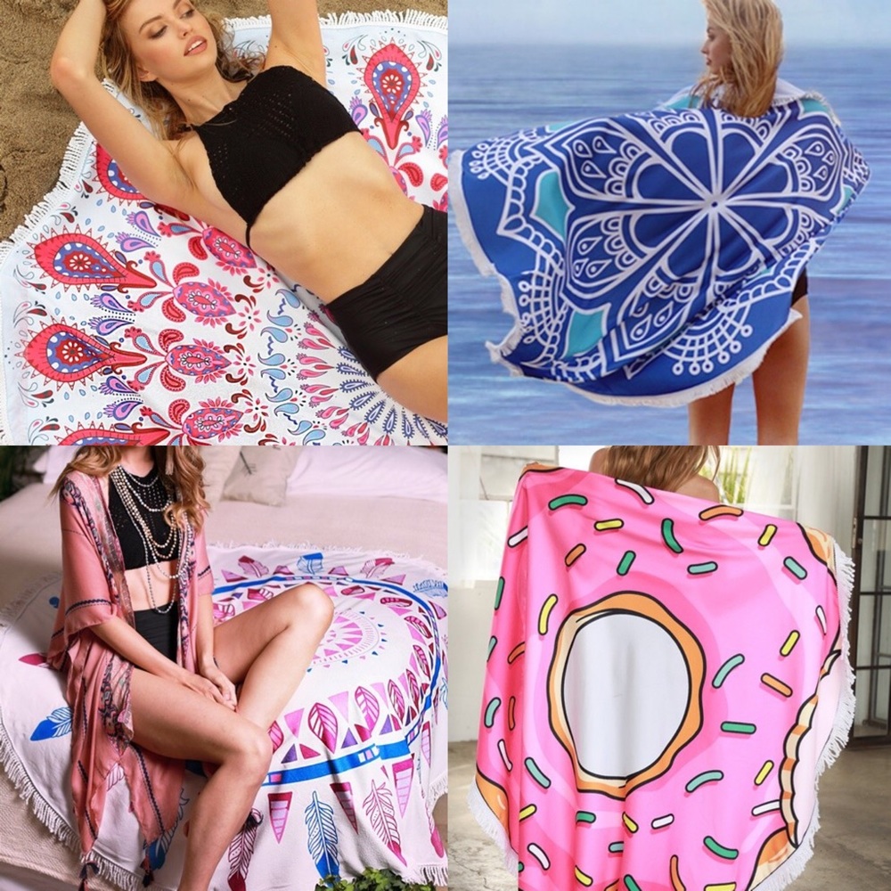 Print Beach Cover Up - PINK FEATHER - Picture 7 of 8