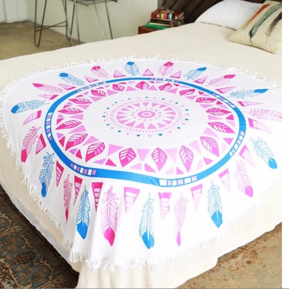 Print Beach Cover Up - PINK FEATHER - Picture 5 of 8