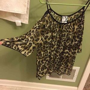 Cheetah cold shoulder shirt