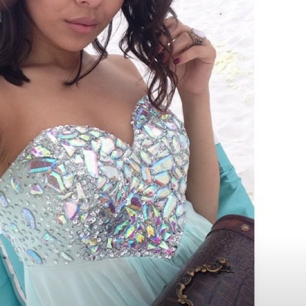 Rhinestone mint green dress