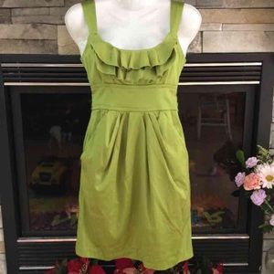 Green satin pocket dress