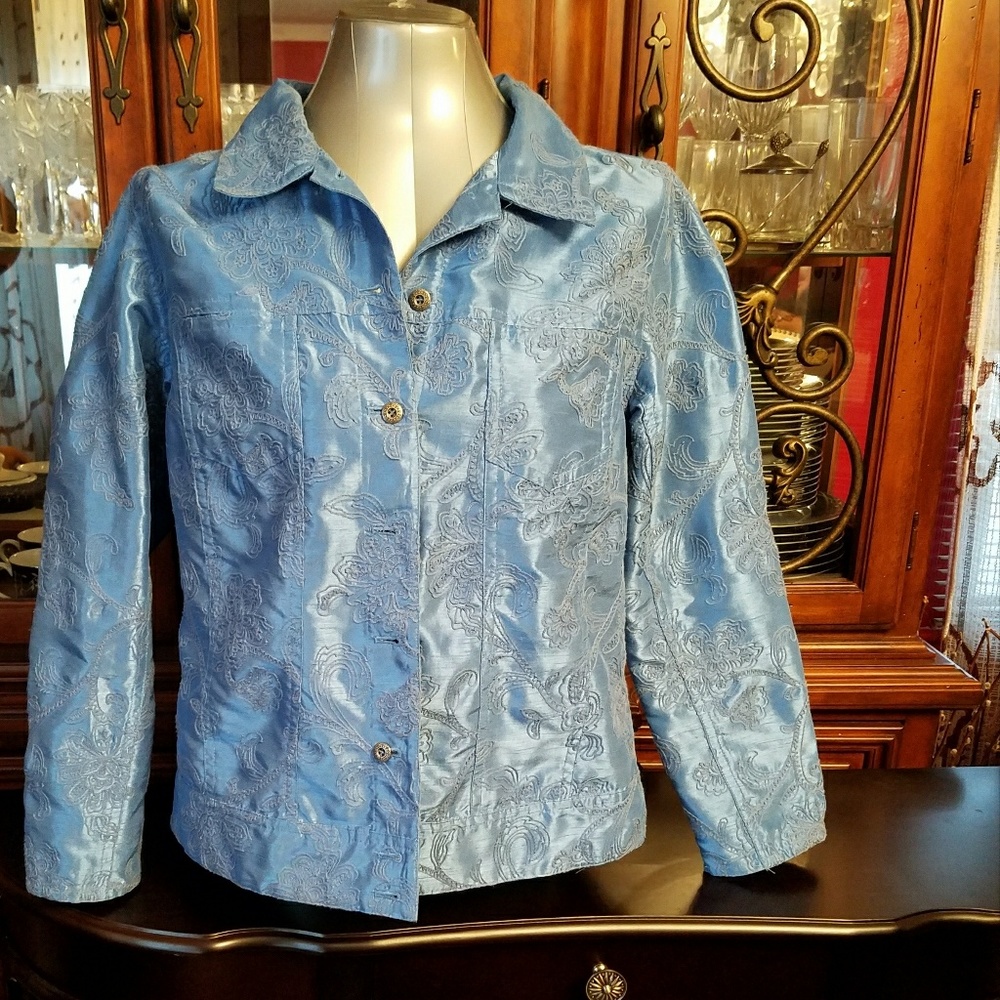 Iridescent baby blue light jacket