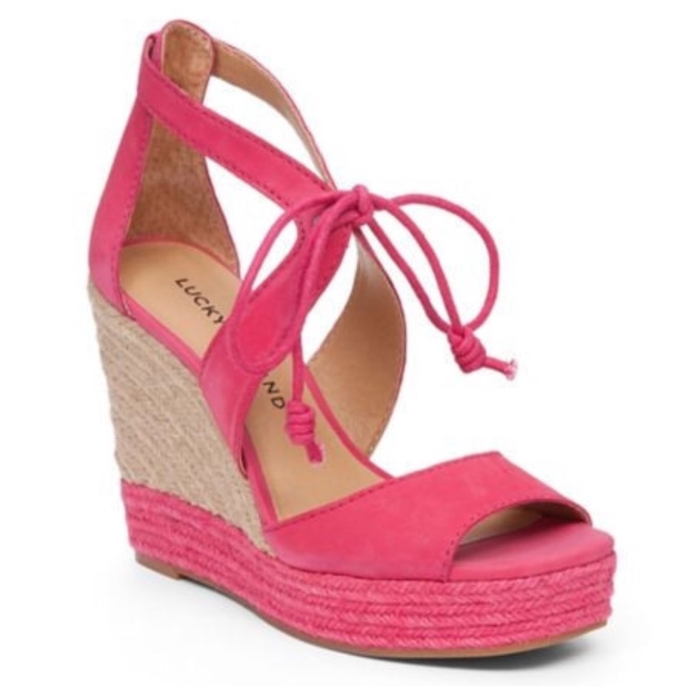 🆕 Lucky Brand Listalia Raspberry Espadrille Wedge