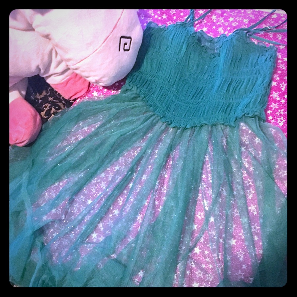 Free People Green Mesh Slip/Dress