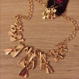 Gold Statement Necklace &a Earring Set