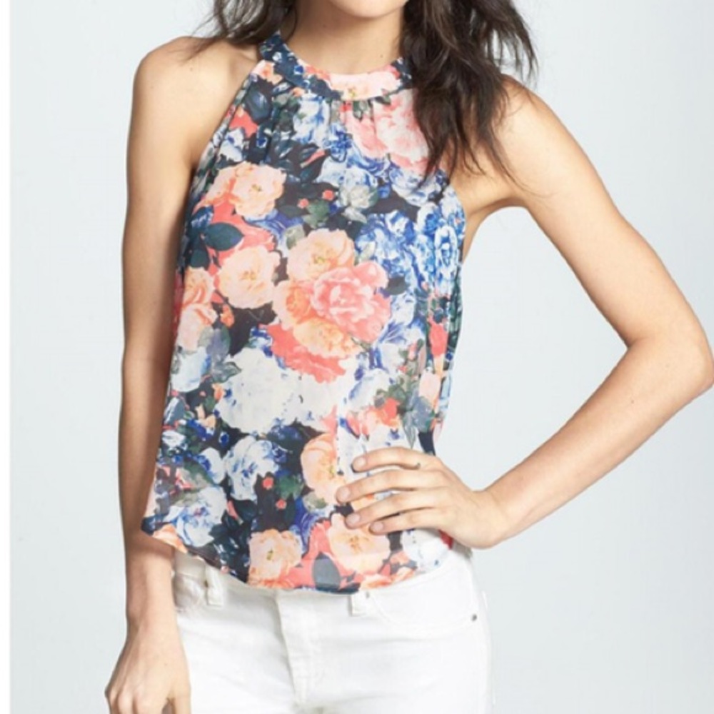 ASTR chiffon high neck tank floral print size XS
