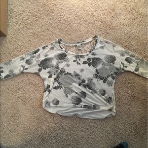 Floral, lace and stripped quarter-sleeve