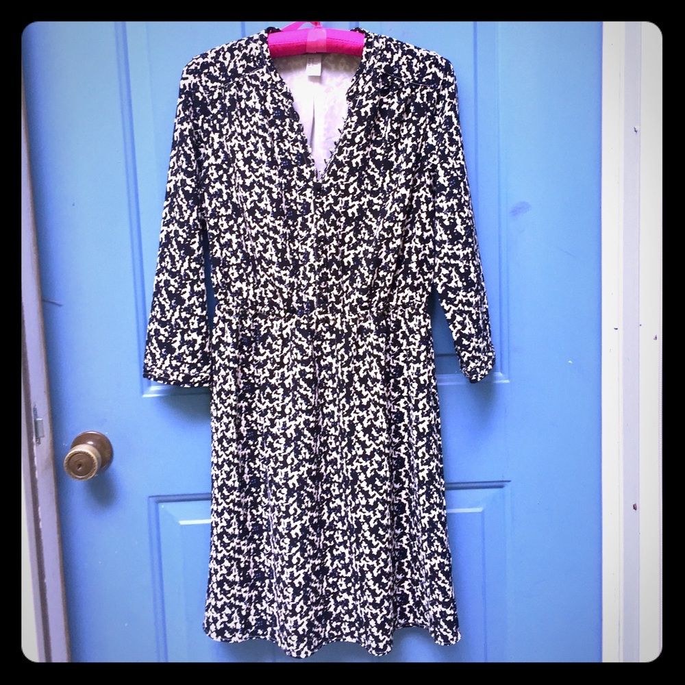 Black, White, and Blue Speckled Dress