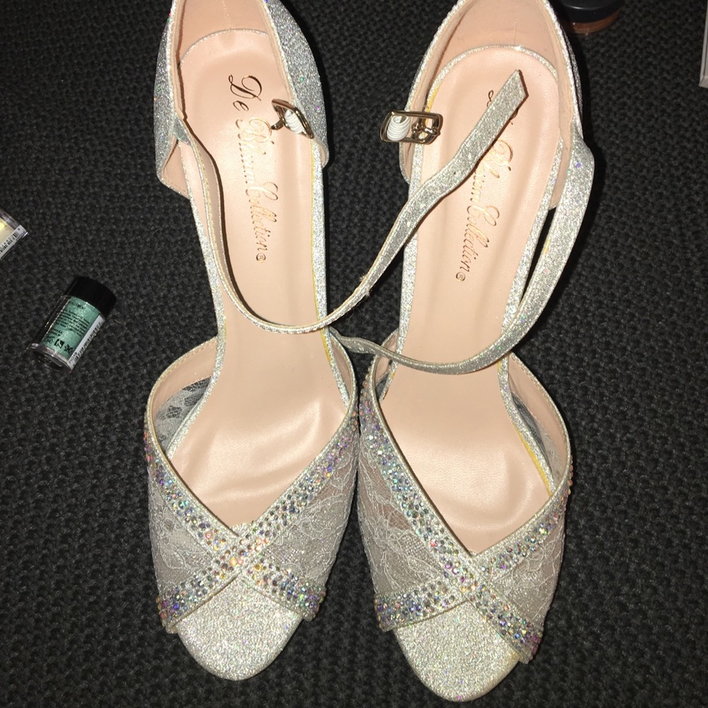 Sparkly silver heels