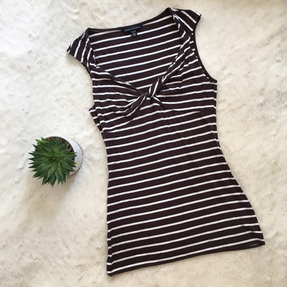 Banana Republic Twist Cap Sleeve Stripe Shirt - XS