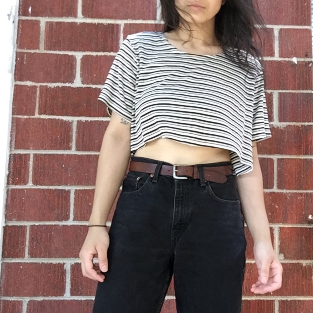 Oversized striped crop top