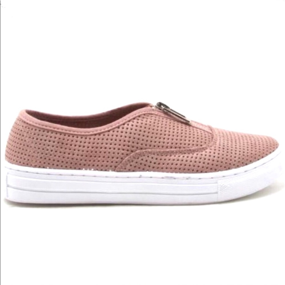 Size 6 Blush Zip Up Small Platform Sneaker - Picture 2 of 4