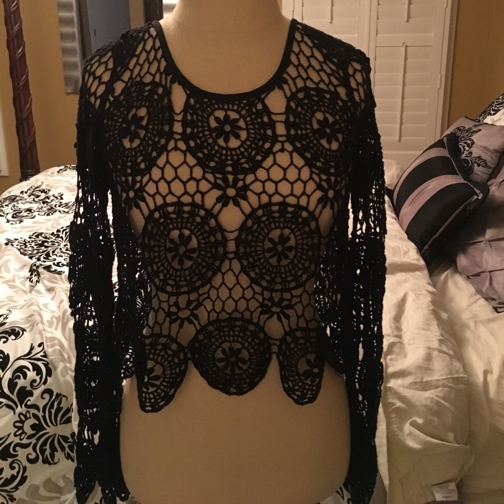 Black Knit Long-Sleeve Top