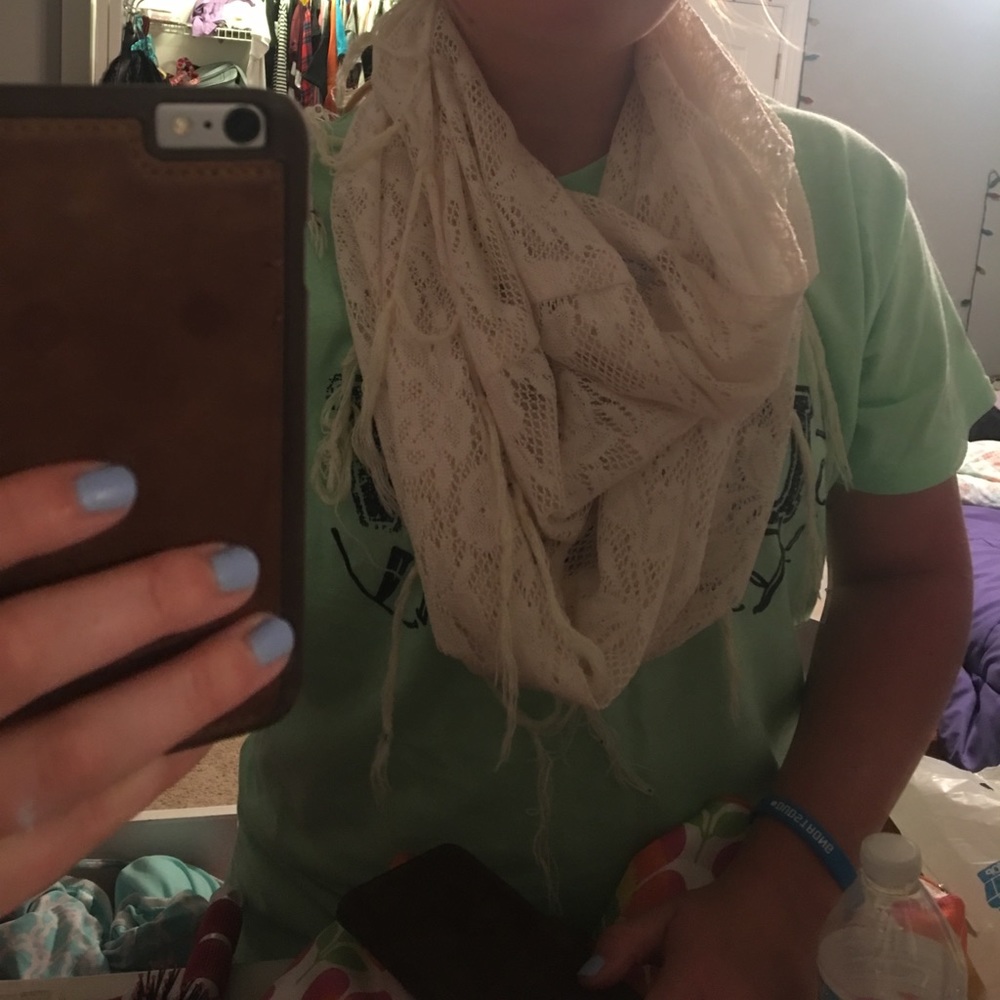 White Lace infinity scarf