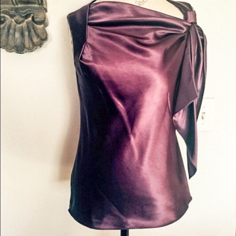 Max Studio London Shoulder Tie Top ~ Plum