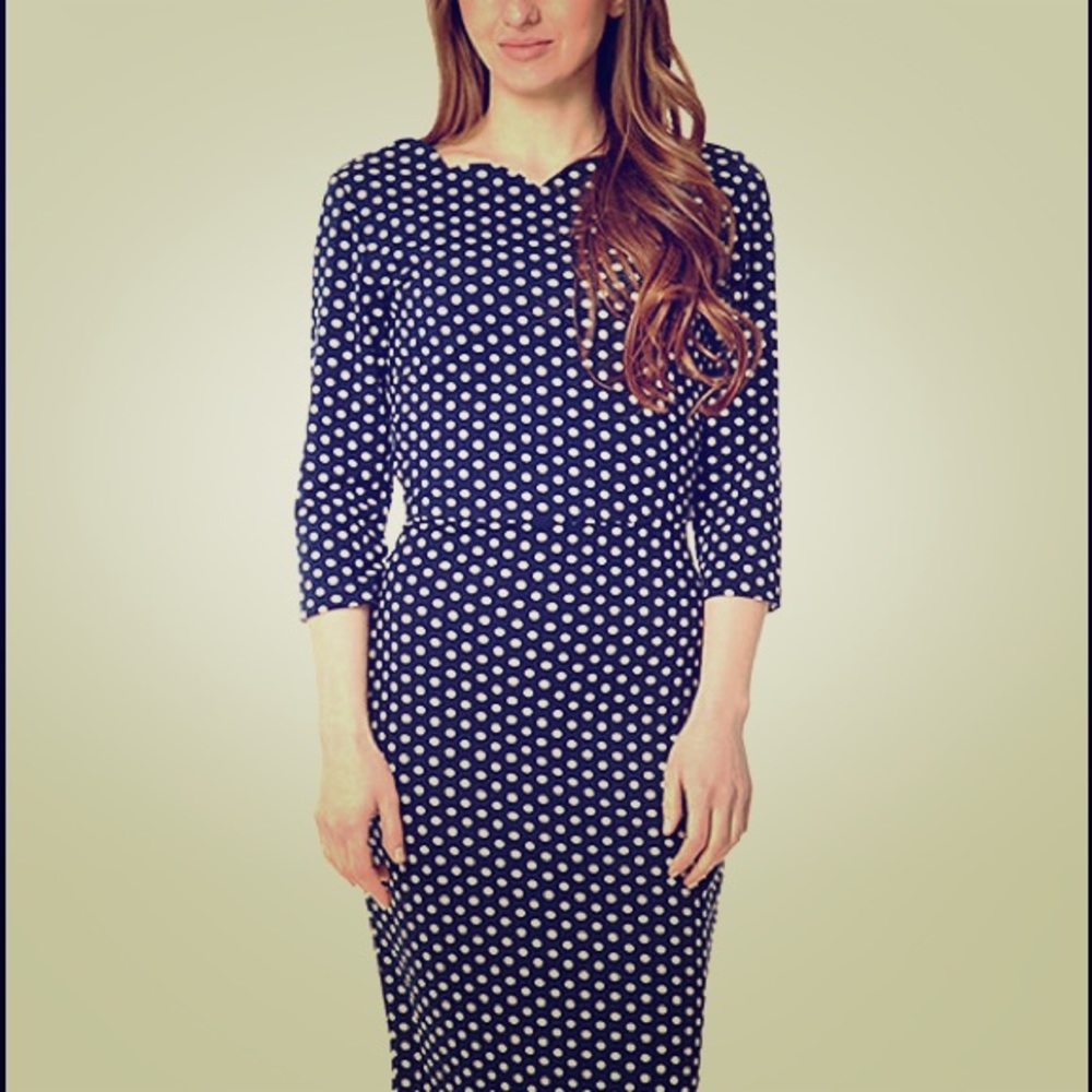 FEVER London Navy & White Polka Dot Millie Dress
