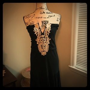 Venus Black & Crochet Maxi Dress-Size M-NWOT