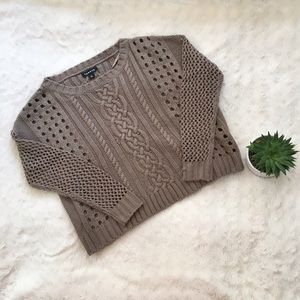 Cropped Trouvé Drapey Brown Knit Sweater - Small