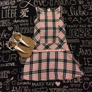 Girls pink plaid dress