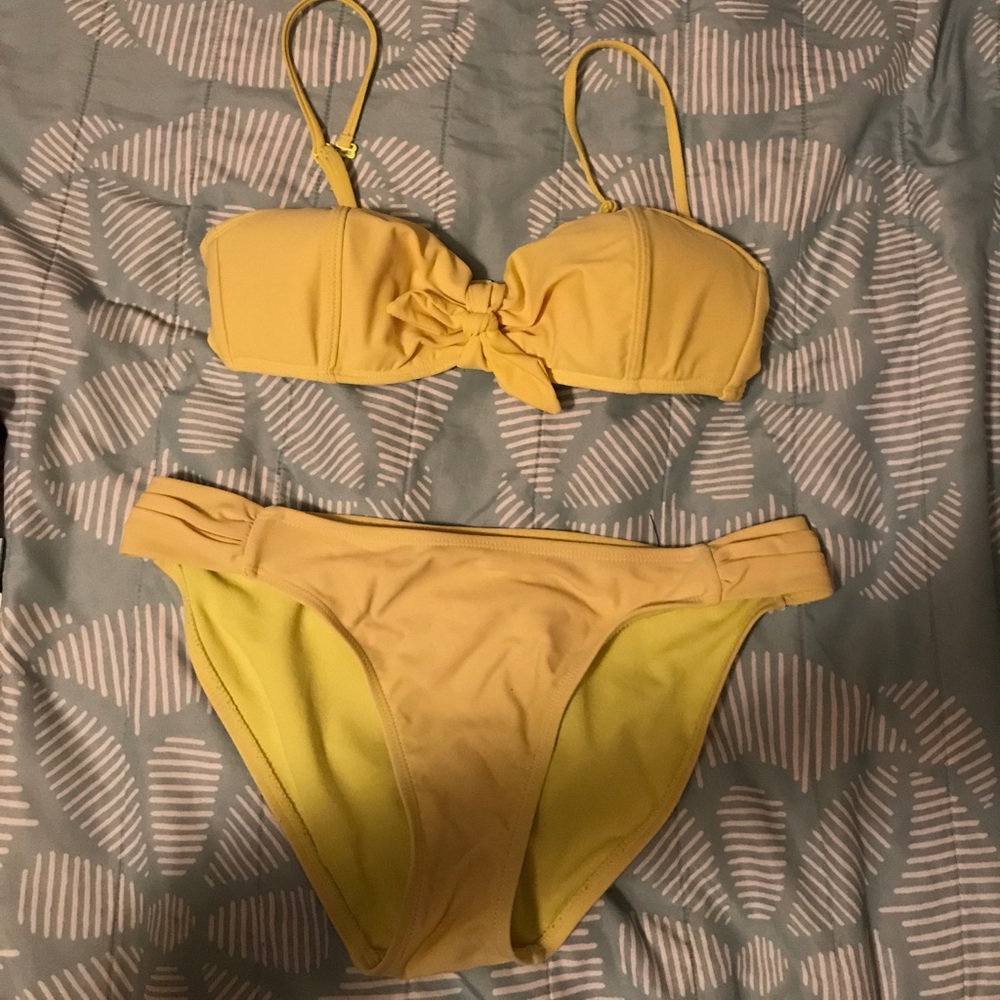 Yellow bikini top and bottom