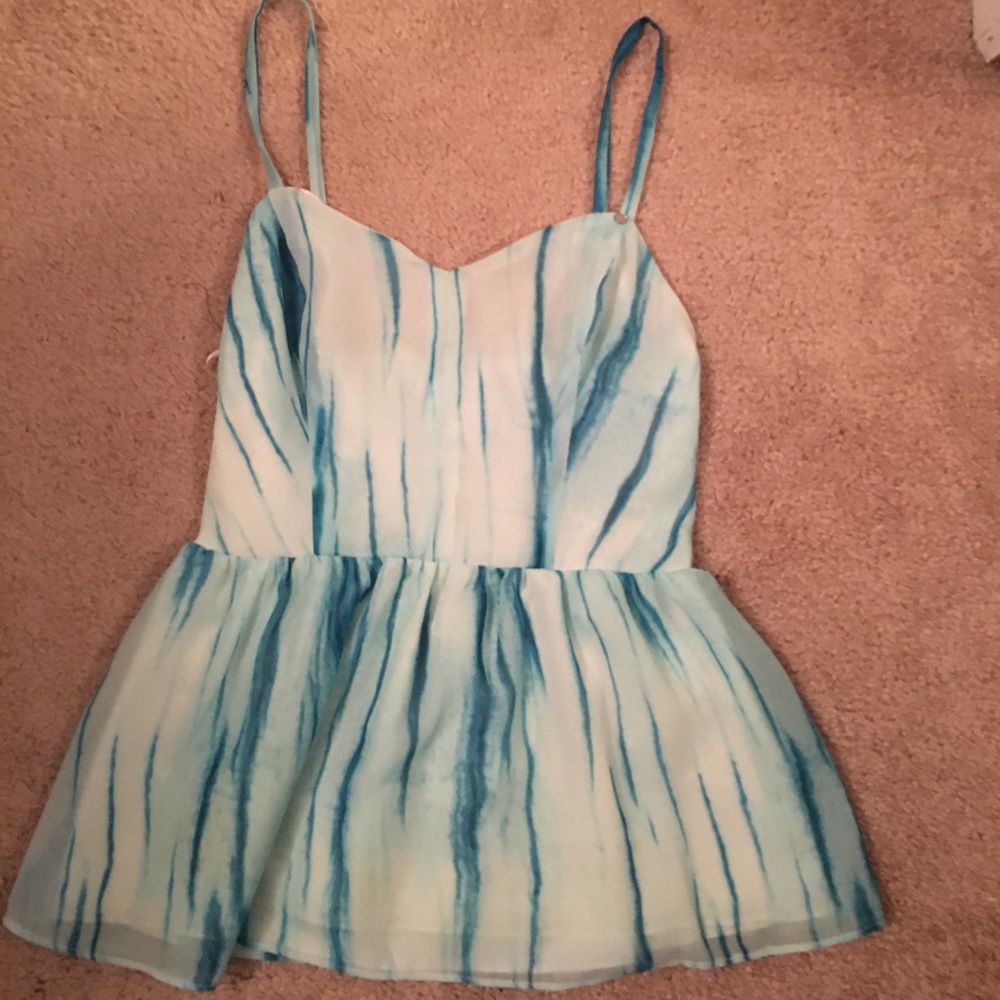 Guess Peplum Top Blue Tie-Dye