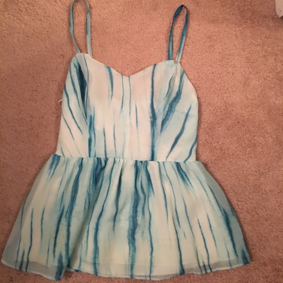 Guess Peplum Top Blue Tie-Dye - Picture 1 of 3