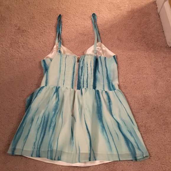 Guess Peplum Top Blue Tie-Dye - Picture 2 of 3