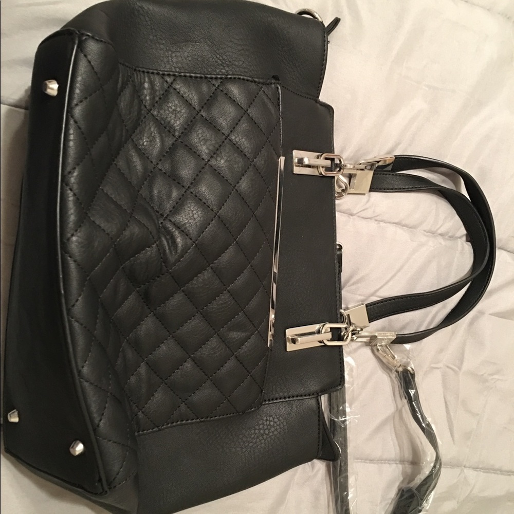 Black faux leather purse