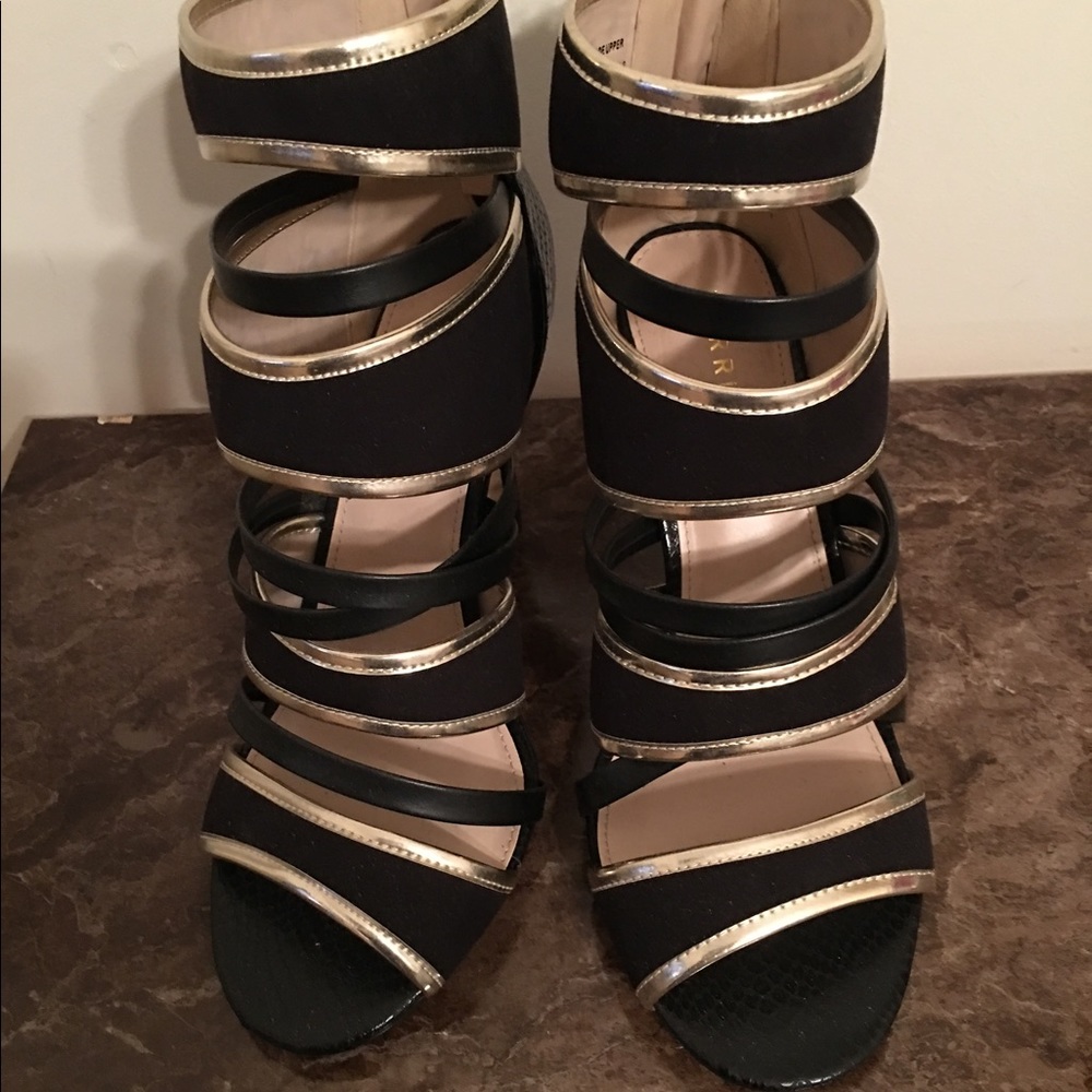 Torrid Black and gold heel sandals 11W