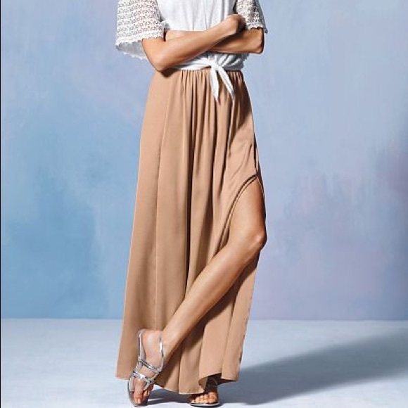Victoria's Secret Dresses & Skirts - Victoria's Secret Gold Side Slit Maxi Skirt