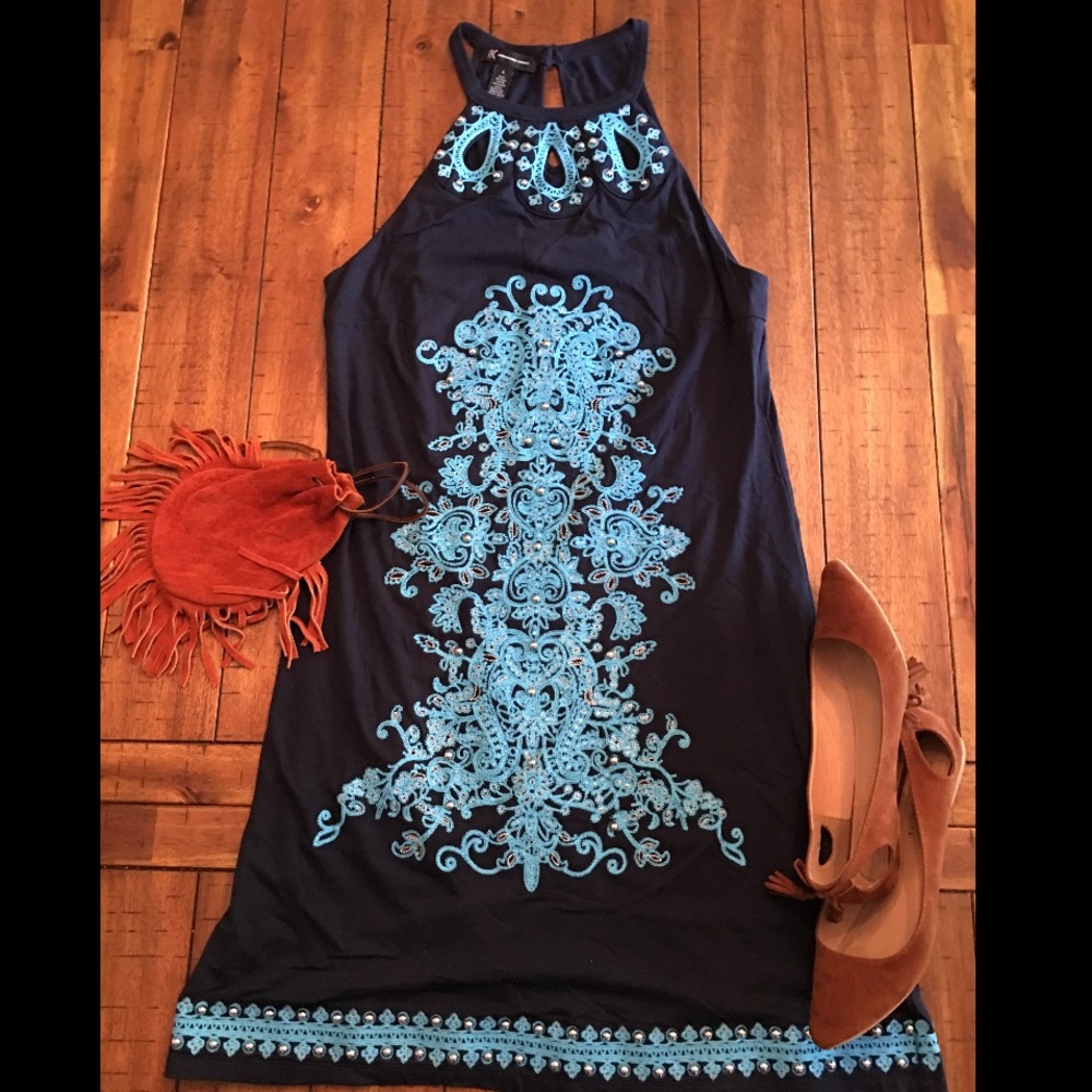 INC boho embroidered dress