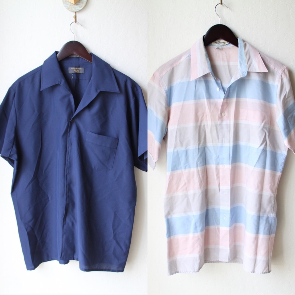 Two (2) Men's Short Sleeve Button Up - Van Heusen