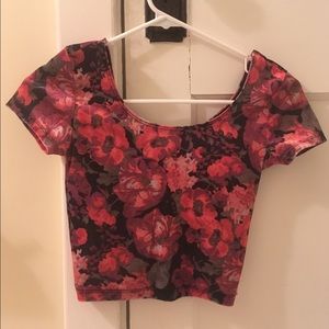 Velvet Floral Crop Top