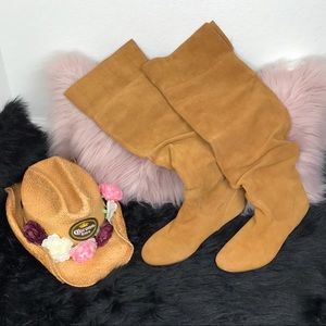 Nine West Sz 10 Camel Tan knee-thigh kitten wedge