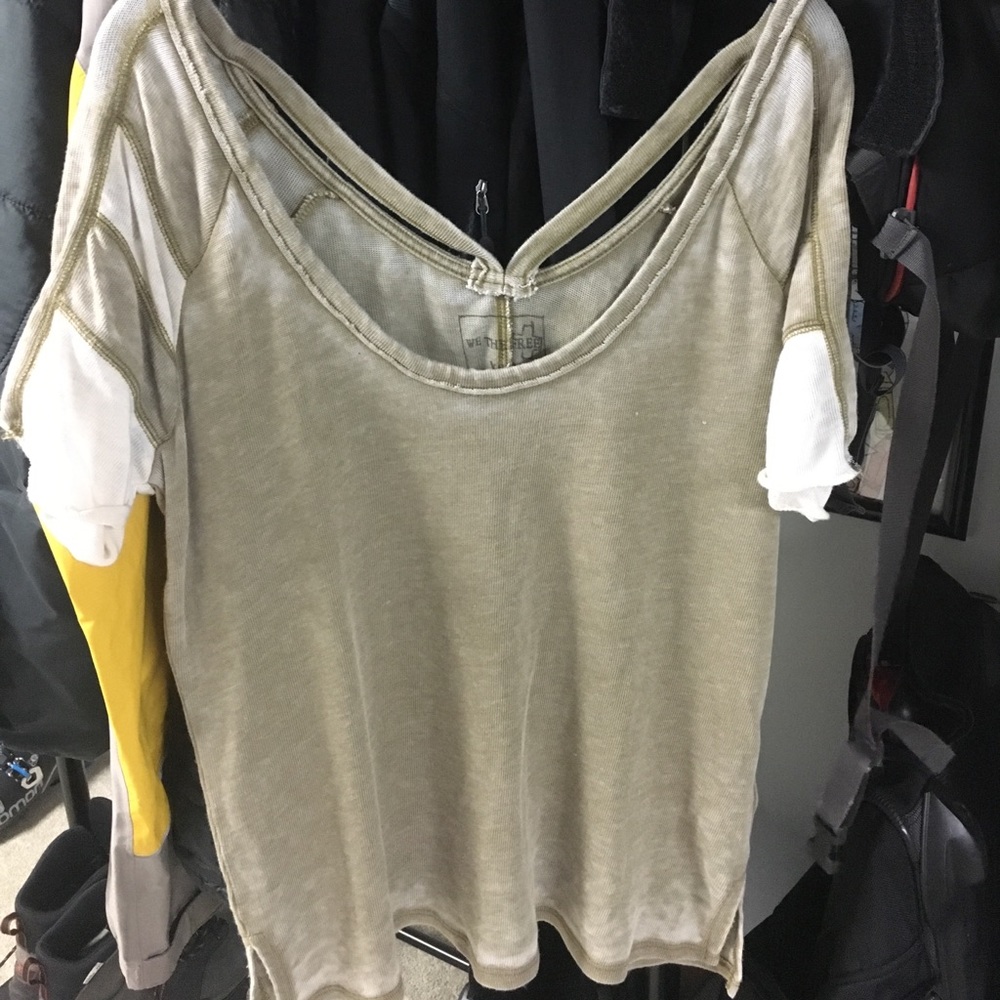 Free People tan and white t!