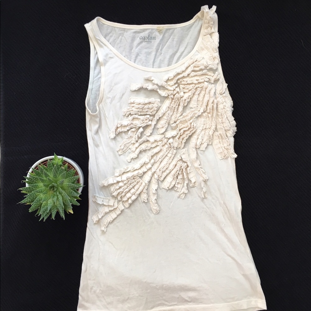 Caslon Flower Detail Tank Top - XS
